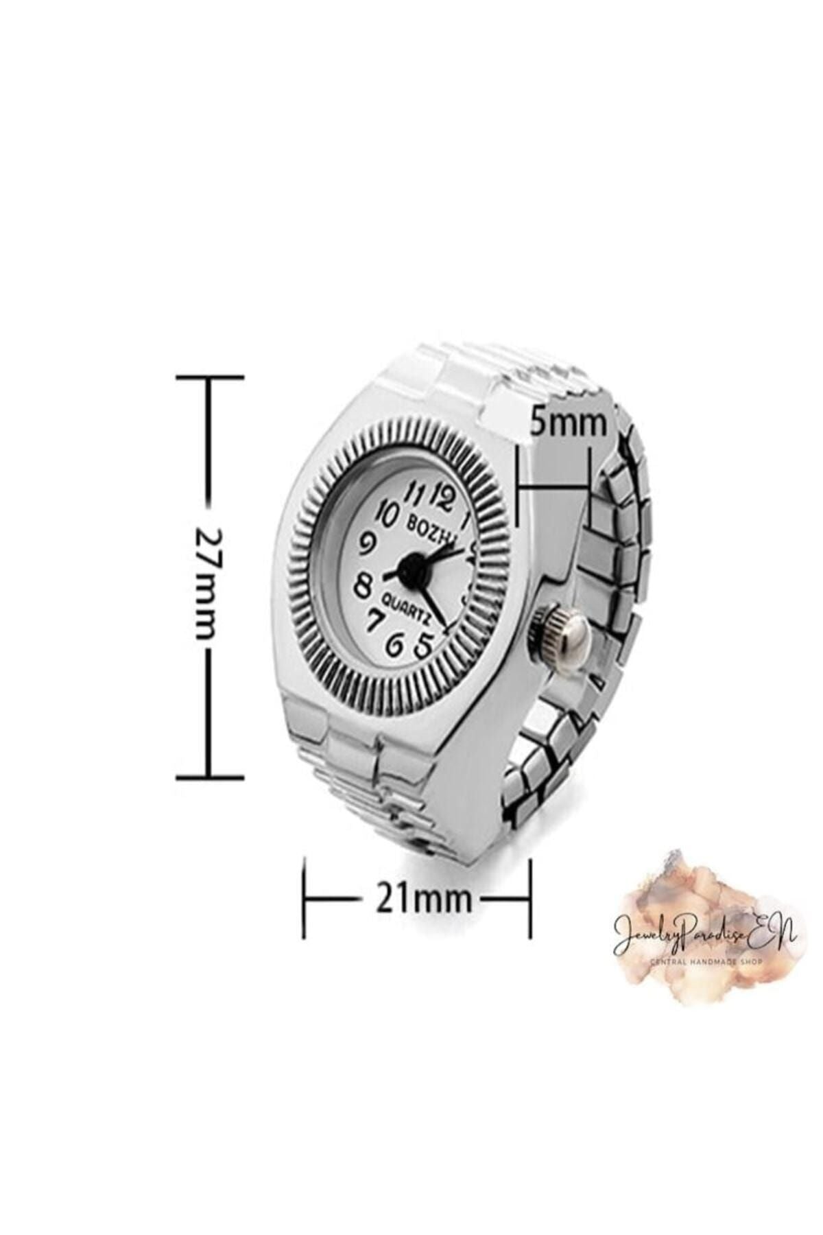 Çelik Mini Saat Yüzük, Yüzük Saat, Parmak Saat Yüzük, 6 Parça Set
