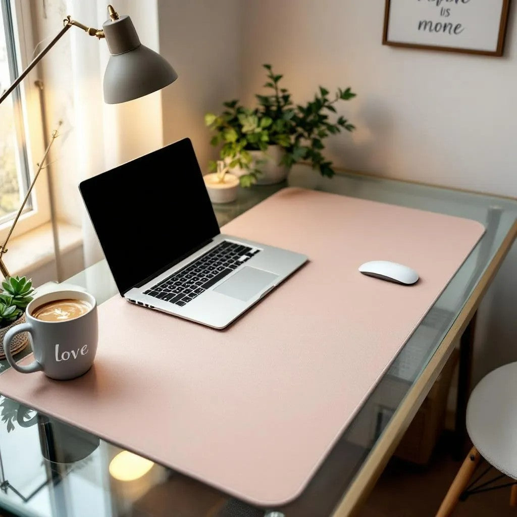 Özel Vegan Deri Masa Matı - 40 cm × 80 cm - Blush Nude | Kişiselleştirilmiş Ofis Mat