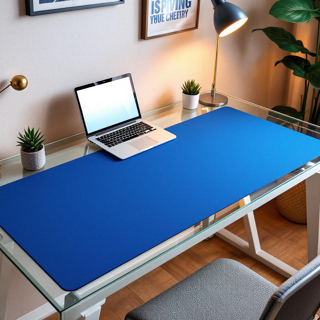 Özel Vegan Deri Masa Matı - 40 cm × 260 cm - Royal Mavi | Kişiselleştirilmiş Ofis Mat
