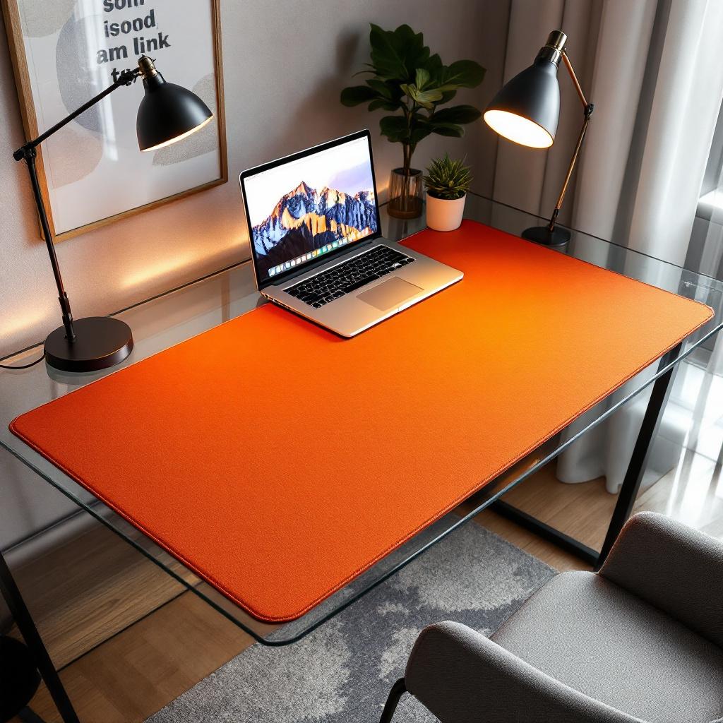 Özel Vegan Deri Masa Matı - 40 cm × 260 cm - Orange | Kişiselleştirilmiş Ofis Mat