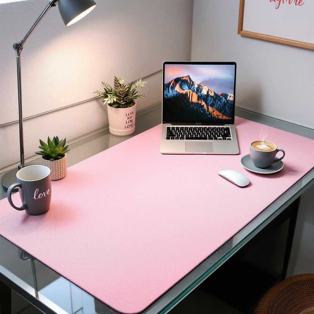 Özel Vegan Deri Masa Matı - 40 cm × 140 cm - Rose Pembe | Kişiselleştirilmiş Ofis Mat