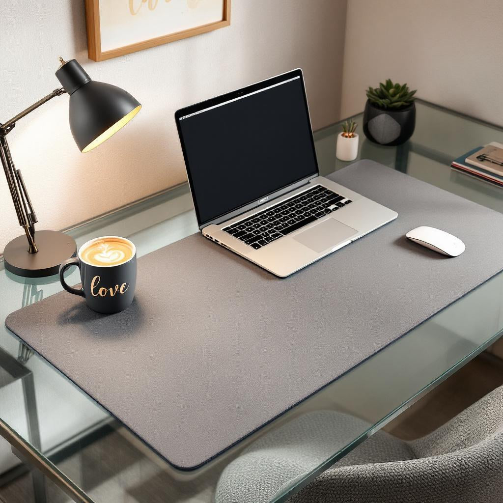 Özel Vegan Deri Masa Matı - 40 cm × 60 cm - Taupe Grey | Kişiselleştirilmiş Ofis Mat